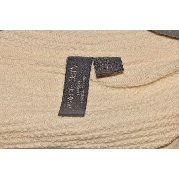 SWEATY BETTY $170 Rest Up Half Zip Pullover Textured Cream Size 12 - Picture 4 of 4